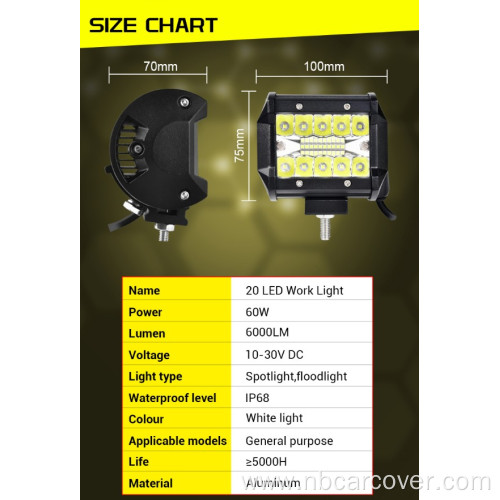 Work Light 60W Led Light Bar 4x4 Accessories